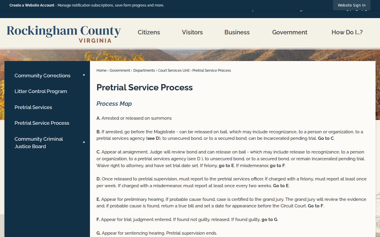 Rockingham County official arrest to criminal court process map