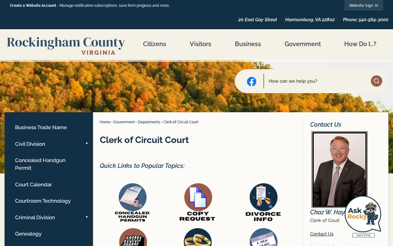 Rockingham County criminal record access information from the Circuit Court Clerk