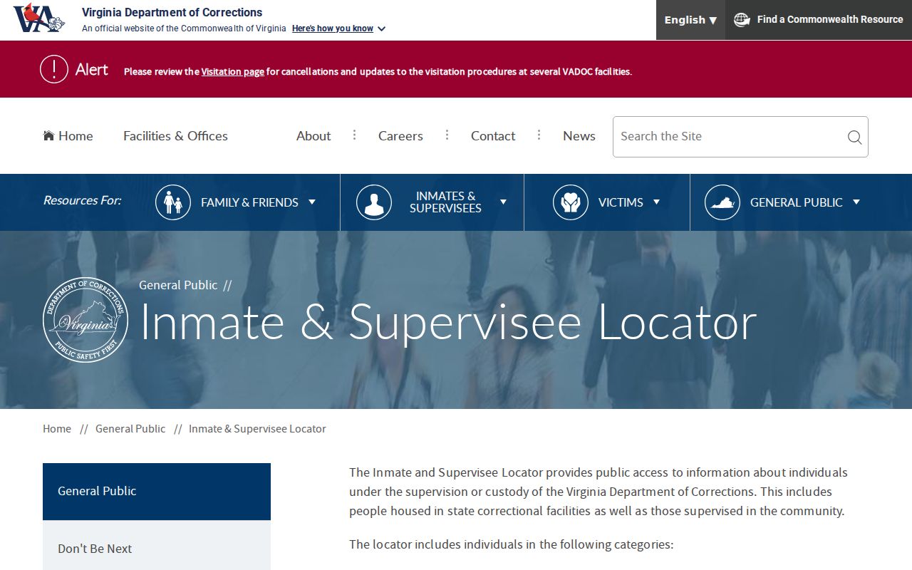 VADOC locator for Rockingham County state inmate and supervisee records